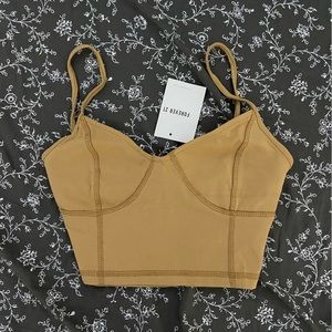 Forever 21 Beige Trace Trim Crop Top